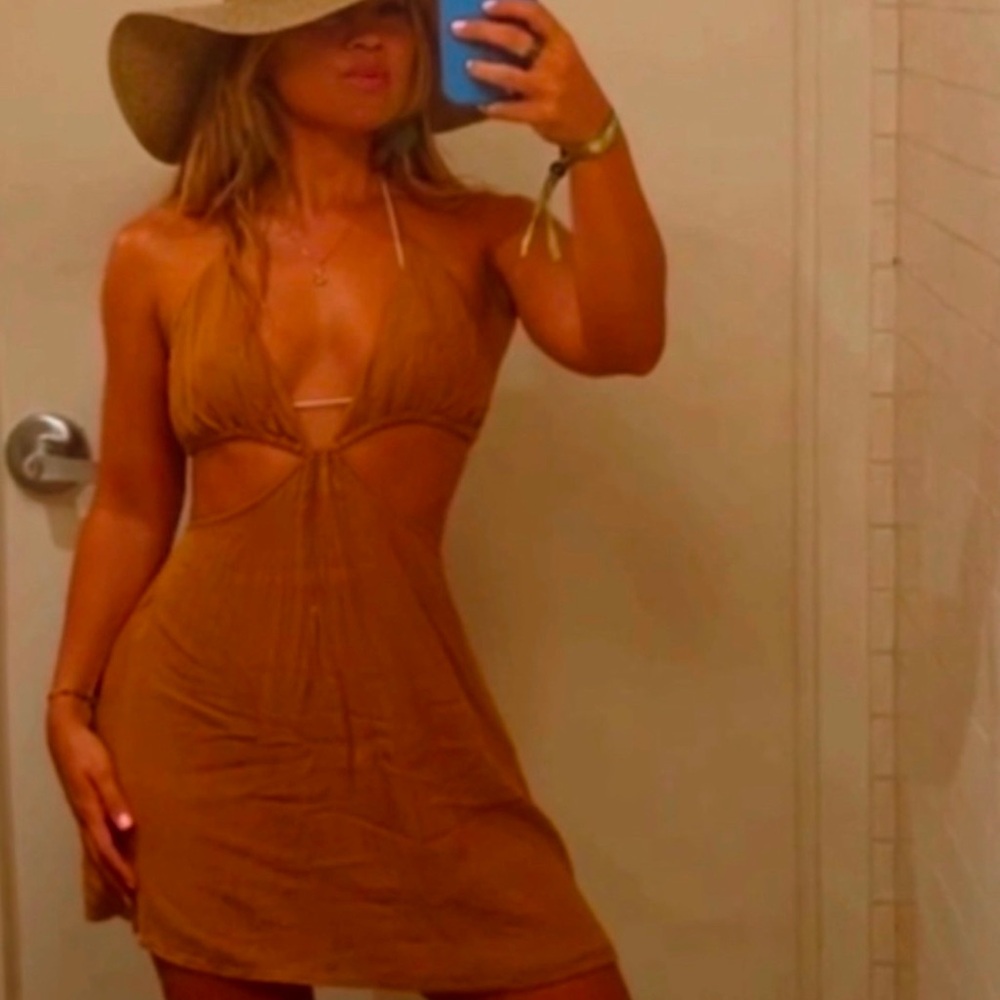 Stylish Brown Halter Dress